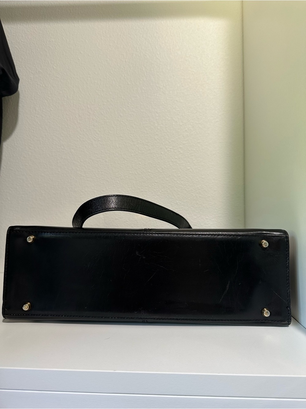 Bally Black Leather Shoulder Bag with Gold Logo Vintage leather made in Italy - Picture 7 of 9